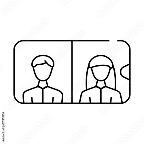 conference via mobile line icon vector. conference via mobile sign. isolated contour symbol black illustration