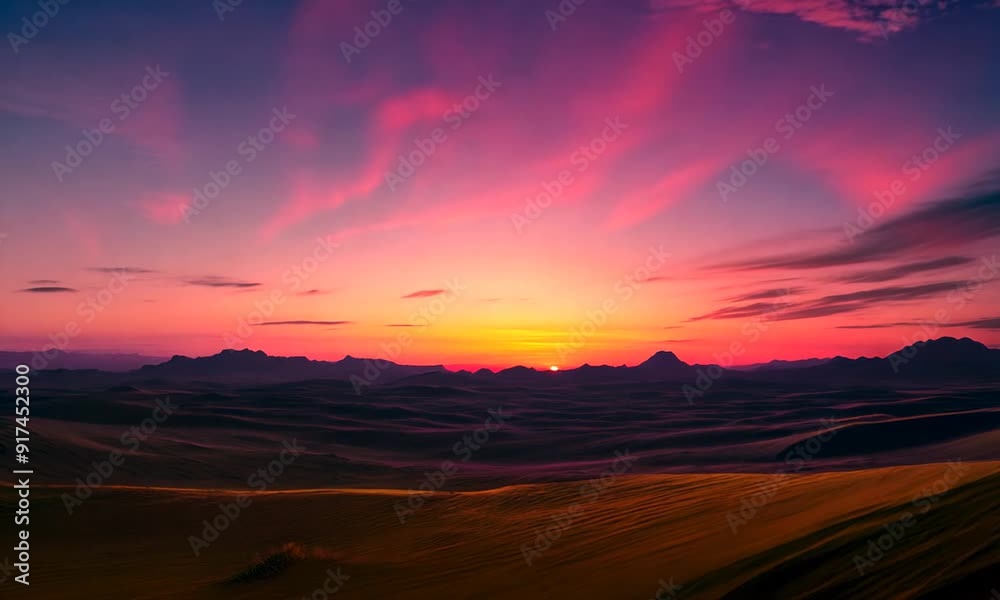Desert sunset with warm reds and pinks against the sky Desert sunset with warm reds and pinks against the sky