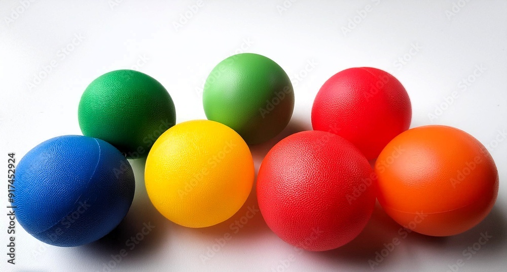 Pelotas de plástico de colores situadas sobre una superficie aislada blanca
Pelotas de plástico de colores situadas sobre una superficie aislada blanca