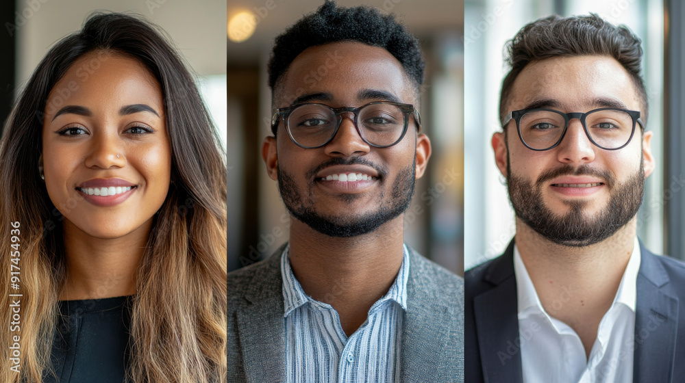 Three people with glasses are smiling for the camera Three people with glasses are smiling for the camera