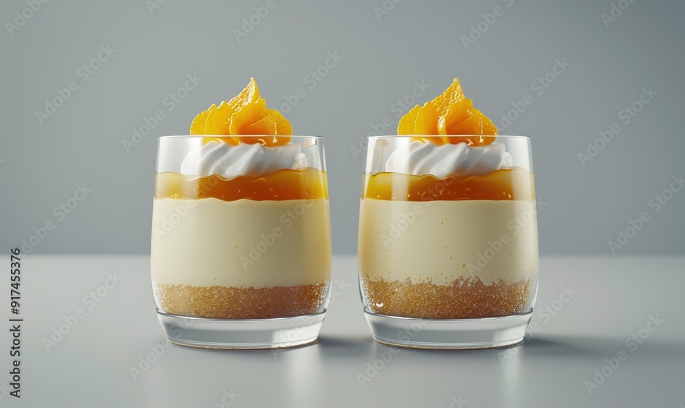 Pudding with mango fruit topping fruit topping pudding gives fresh and sweet Generate AI Pudding with mango fruit topping fruit topping pudding gives fresh and sweet Generate AI