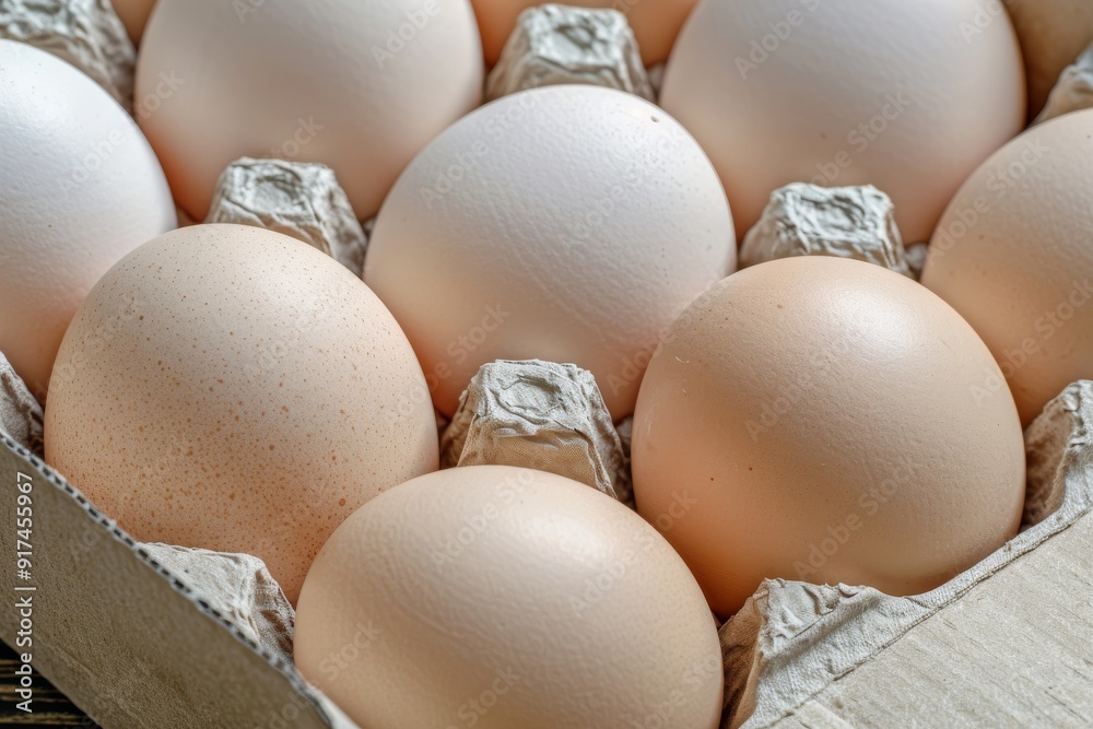 Close-up image of chicken eggs neatly arranged in a carton. The eggs are brown and white.. Beautiful simple AI generated image in 4K, unique. Close-up image of chicken eggs neatly arranged in a carton. The eggs are brown and white.. Beautiful simple AI generated image in 4K, unique.