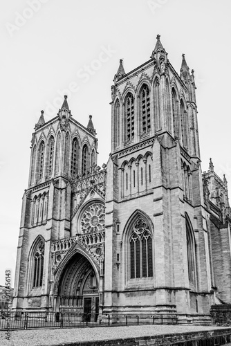 Bristol, England, UK: Bristol Cathedral, the Cathedral Church of the Holy and Undivided Trinity; Cathedral of Bristol on the Church of England in black and white