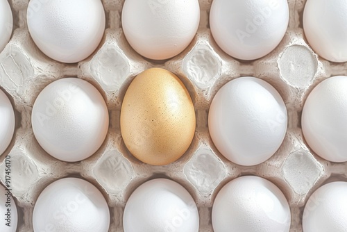 Close-up image of chicken eggs neatly arranged in a carton. The eggs are brown and white.. Beautiful simple AI generated image in 4K, unique. photo