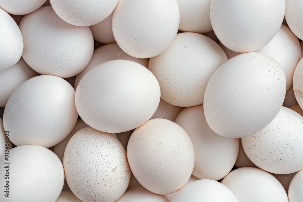 Hand placing many white eggs and one brown egg on platform - close up. Lots of fresh chicken raw eggs. Beautiful simple AI generated image in 4K, unique. Hand placing many white eggs and one brown egg on platform - close up. Lots of fresh chicken raw eggs. Beautiful simple AI generated image in 4K, unique.