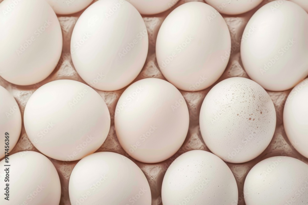 Tray of white fresh eggs close-up on a cardboard form. Agricultural industry. Beautiful simple AI generated image in 4K, unique. Tray of white fresh eggs close-up on a cardboard form. Agricultural industry. Beautiful simple AI generated image in 4K, unique.