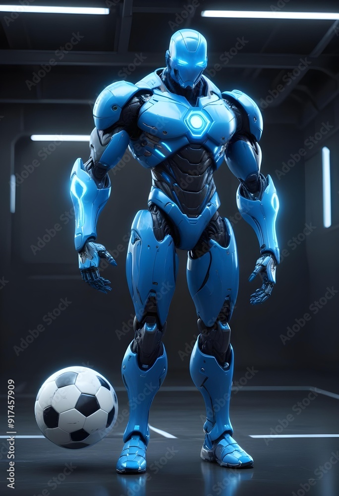 3d robot design with football 3d robot design with football