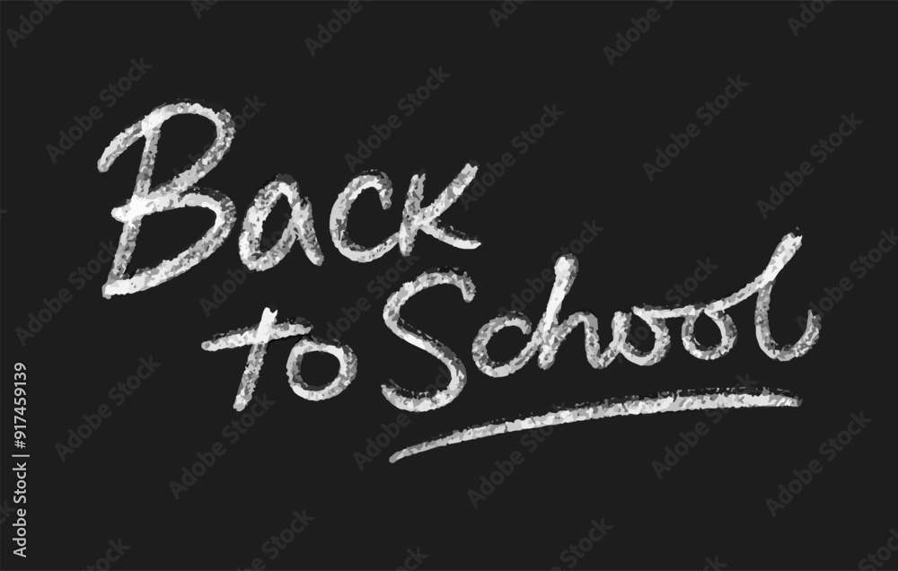 Back to school white chalk cursive lettering. Black Chalkboard. Grunge ...