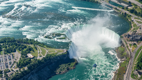 Niagara waterfall from above in the summer, Aerial view of Niagara waterfall.