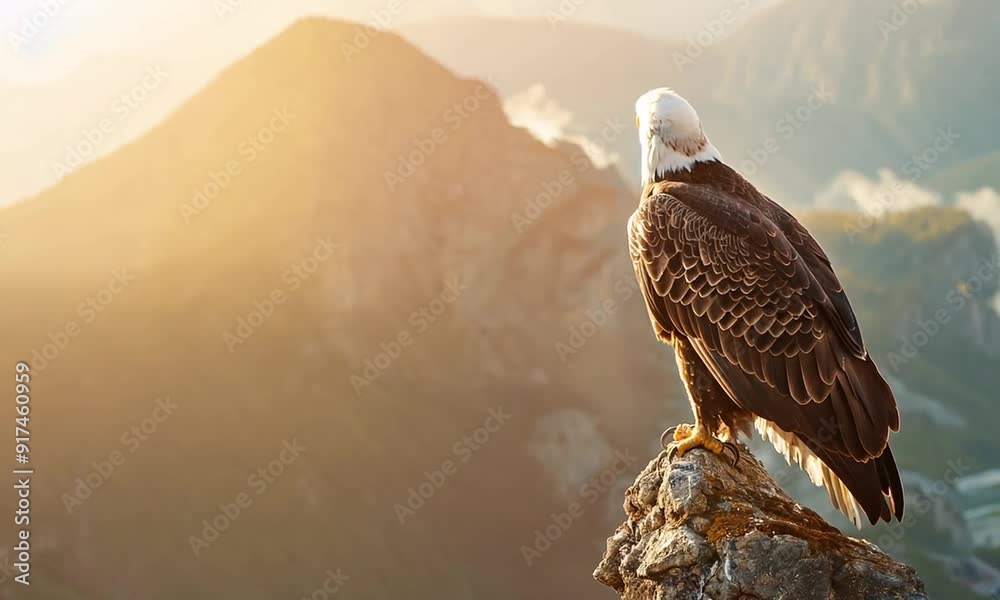 Majestic Bald Eagle Perched on a Mountaintop