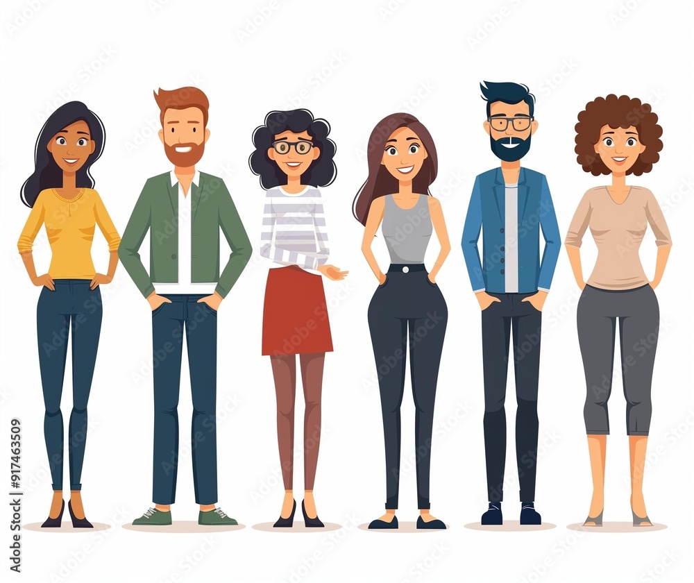 Fototapeta premium Diverse Group of People Illustration - Team Collaboration and Diversity Concept.