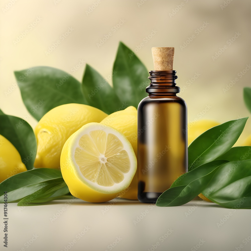 Bottle of lemon essential oil surrounded with lelons. Health and wellness concept. Face and body beauty concept. Spa and cosmetic concept. Place for text.
Bottle of lemon essential oil surrounded with lelons. Health and wellness concept. Face and body beauty concept. Spa and cosmetic concept. Place for text.