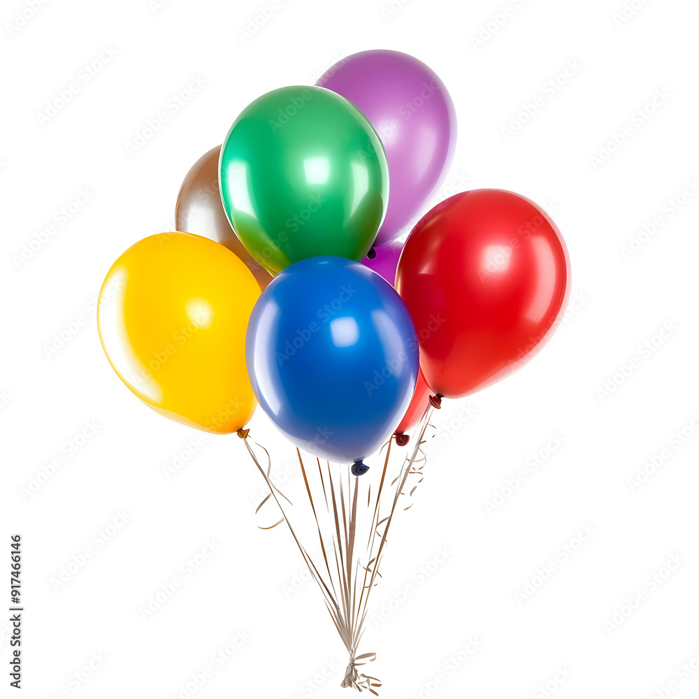 Bunch of colorful balloons floating in the air, cut out