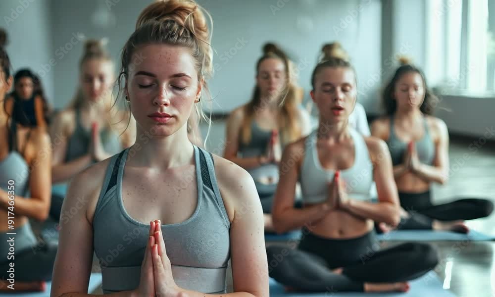 Group of Women Practicing Yoga in a Studio Group of Women Practicing Yoga in a Studio