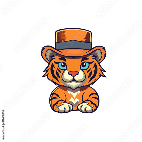 orange tiger sport gaming logo vector illustration template with white background