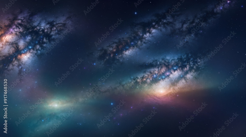 Fototapeta premium Alluring cosmic sight displaying stars, nebulae, and interstellar dust 
