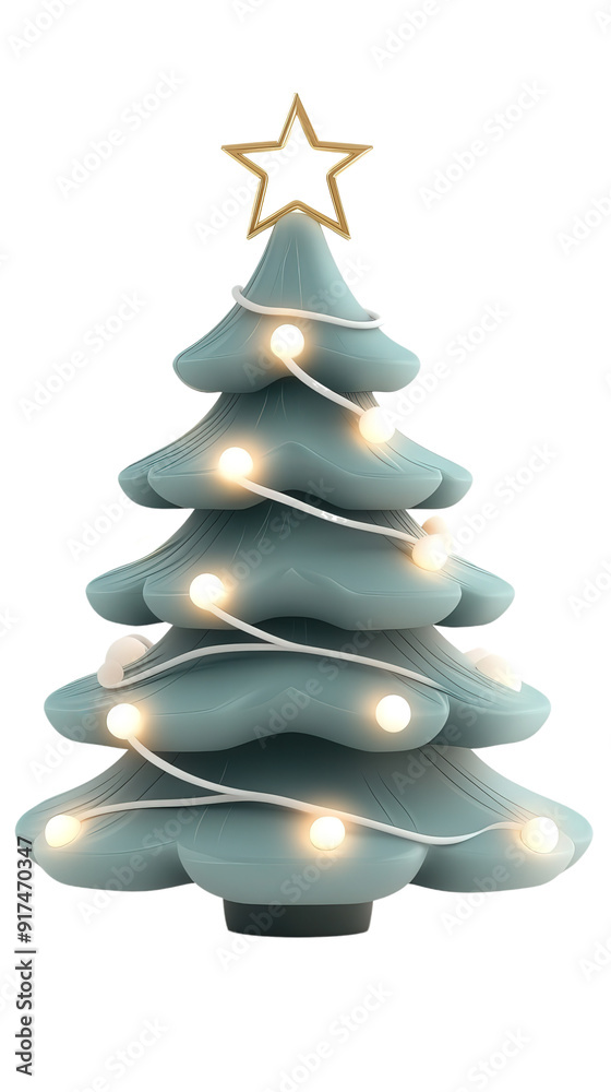 3d abstract christmas tree, with lights and star, isolated transparent png background 3d abstract christmas tree, with lights and star, isolated transparent png background