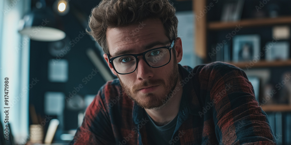 Fototapeta premium Focused Entrepreneur in Modern Workspace
