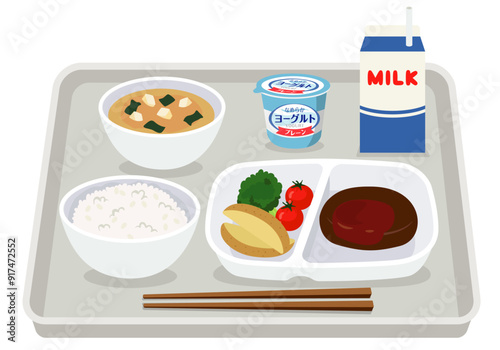 学校の給食（ごはんと味噌汁）