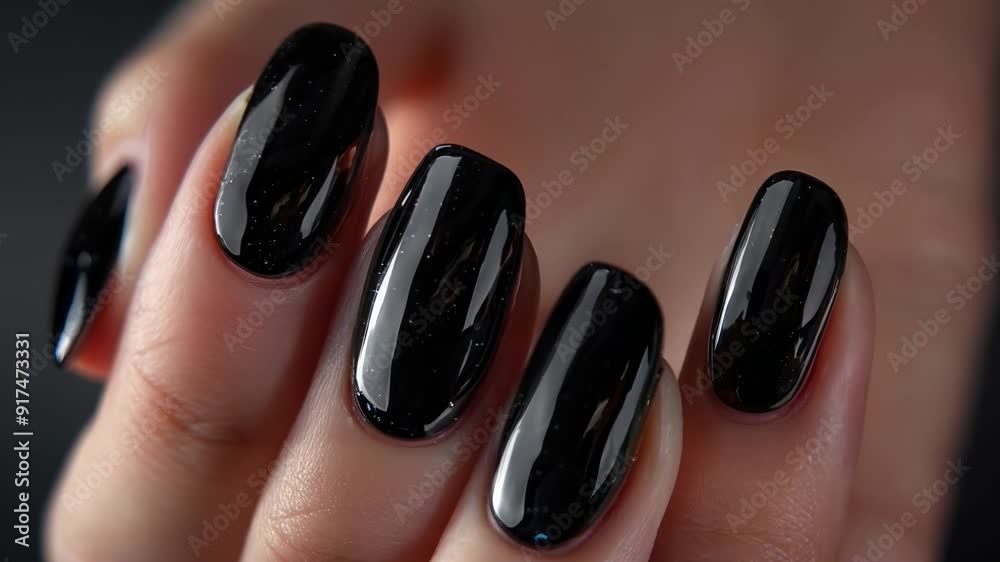 Manicured nails with black and white polish design. Manicured nails with black and white polish design.