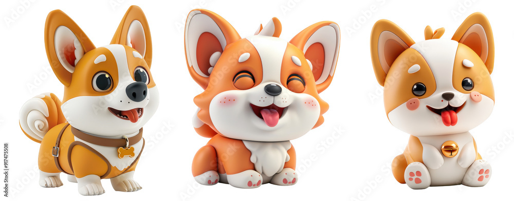 Cute Cartoon Corgi Dog 3D Illustration PNG Set, Adorable Puppy with Collar, Tongue Out, Happy, Playful, Pet, Animal Character, Transparent Background, Digital Asset, Commercial Use Cute Cartoon Corgi Dog 3D Illustration PNG Set, Adorable Puppy with Collar, Tongue Out, Happy, Playful, Pet, Animal Character, Transparent Background, Digital Asset, Commercial Use