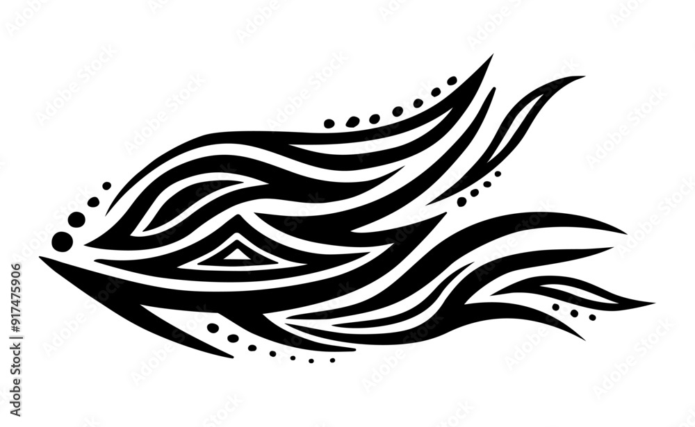 Fototapeta premium Tribal tattoo vector illustration. Black curve shapes on white background