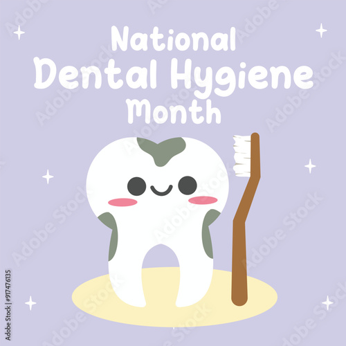 National dental hygiene month vector design for national dental hygiene month celebration. Suitable for graphic illustration for social media, flyer design, flat illustration, banner, template, poster