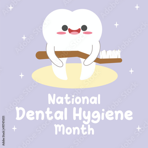 National dental hygiene month vector design for national dental hygiene month celebration. Suitable for graphic illustration for social media, flyer design, flat illustration, banner, template, poster
