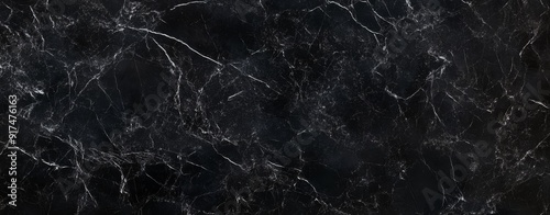 Black marble texture background, top view