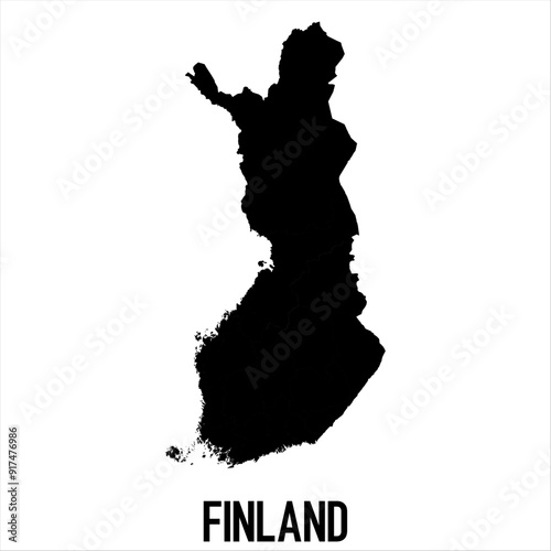 Finland Map - black World Map International vector template with High detailed isolated on white background - Vector