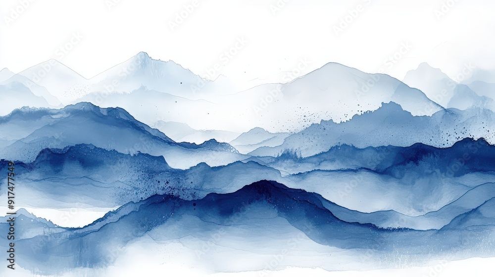 Artistic background with fine lines and minimalistic design, blending abstract illustrations with capillary effects and elements of Chinese blue and white porcelain, enhanced with gradient