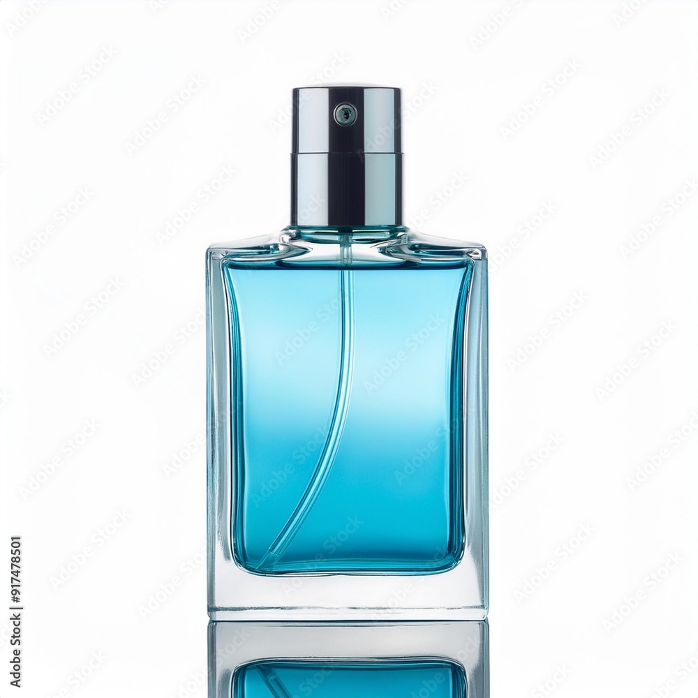 Aqua Blue Bottle of Perfume Spray. Women's Men's Eau De Parfum in Beautiful Glass Bottle Isolated on White. Modern Luxury Parfum De Toilette. Fragrance for Women and Men Aqua Blue Bottle of Perfume Spray. Women's Men's Eau De Parfum in Beautiful Glass Bottle Isolated on White. Modern Luxury Parfum De Toilette. Fragrance for Women and Men
