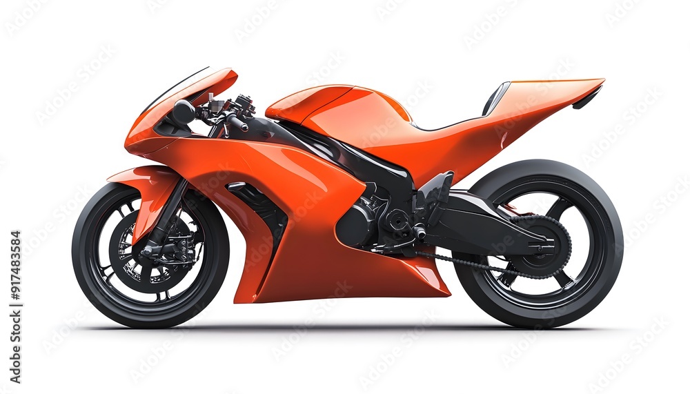 Orange Modern Sport Motorcycle Render 3D Illustration Orange Modern Sport Motorcycle Render 3D Illustration