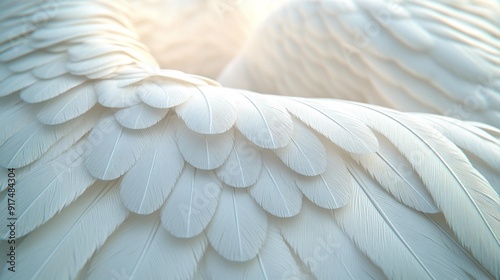 Close-Up White Feather Background for Peace, Calm, and Spirituality, Ideal for Religious and Inspirational Imagery, Generative AI