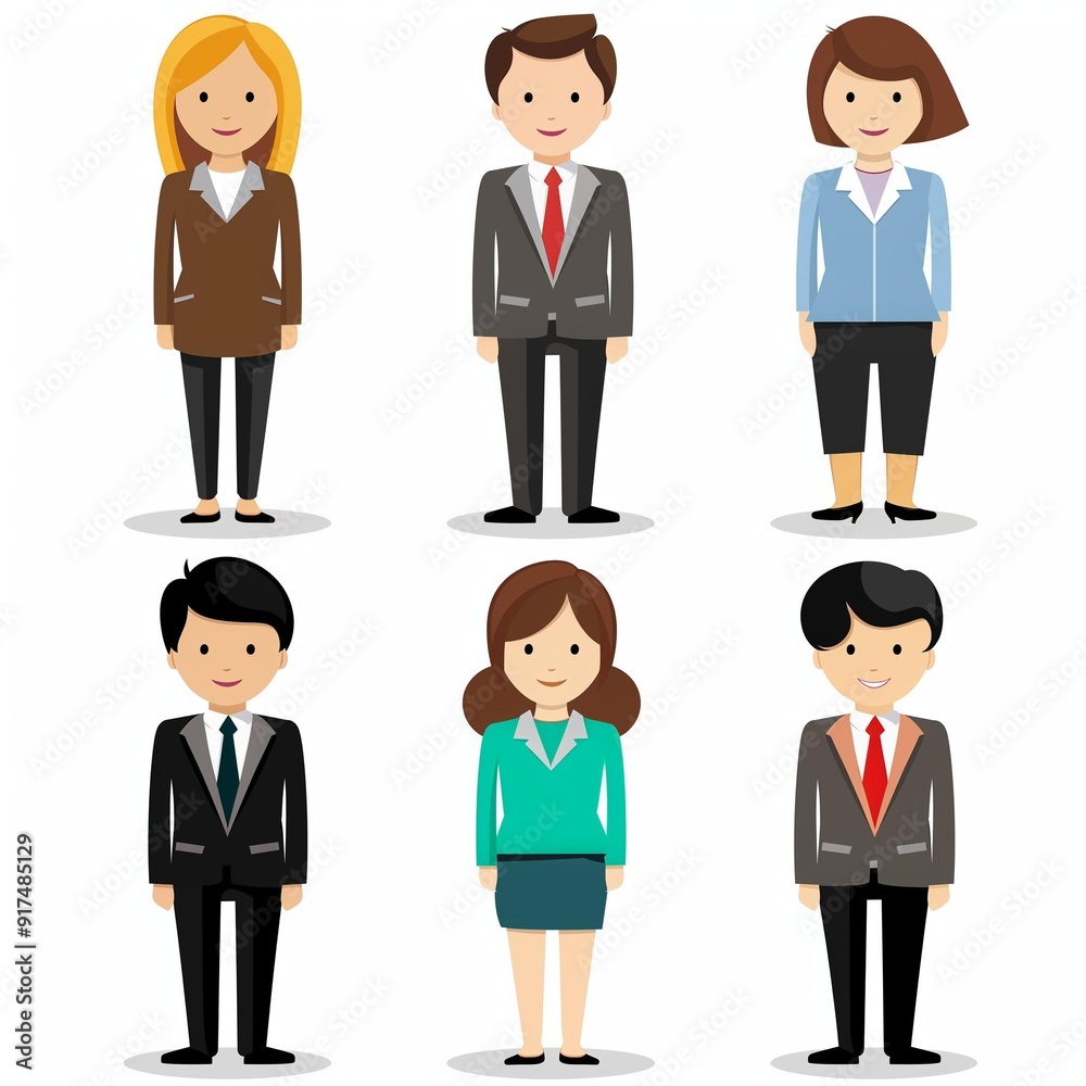 Cartoon Business People Illustration – Office Team Characters in Professional Attire for Corporate Use.. Cartoon Business People Illustration – Office Team Characters in Professional Attire for Corporate Use..