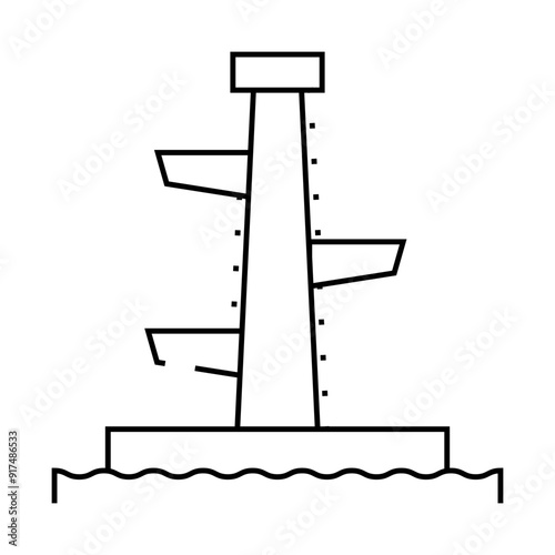 jumping tower line icon vector. jumping tower sign. isolated contour symbol black illustration