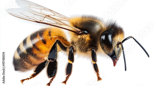 Honey Bee Top View on Transparent Background, Ideal for Nature and Environmental Graphics, Generative AI