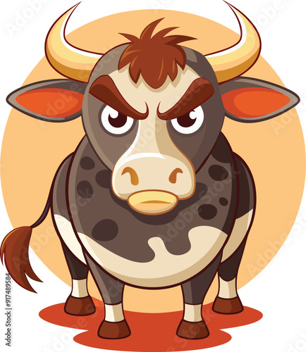 Cow cartoon character vector image. Illustration of cute cow animal fun mascot on the white background