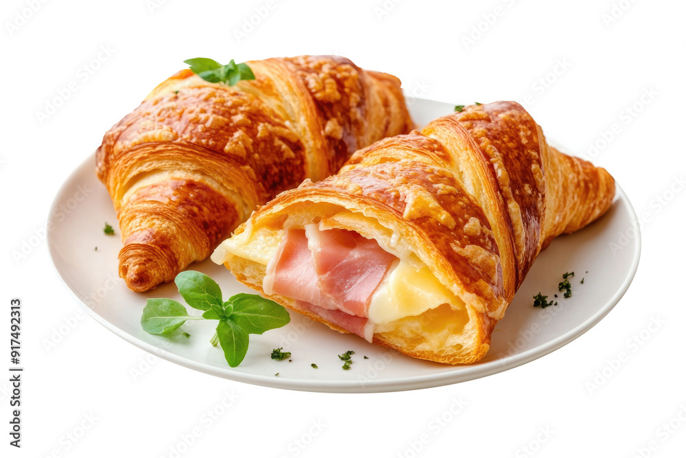 Ham and Cheese Croissant Isolated on a Transparent Background Ham and Cheese Croissant Isolated on a Transparent Background