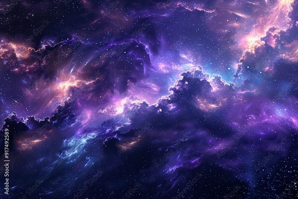 Fototapeta premium Colorful and vibrant space clouds with stars in the background