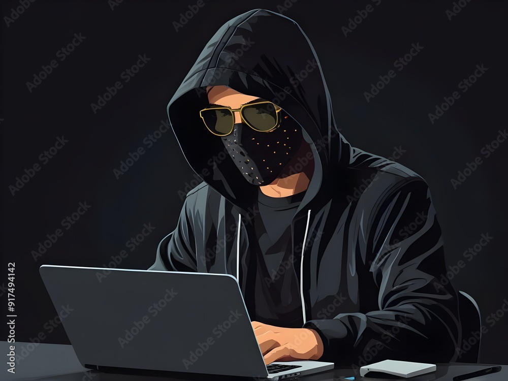 Hacker vector assets isolated flat simple style vector illustration. Generative AI. Hacker vector assets isolated flat simple style vector illustration. Generative AI.