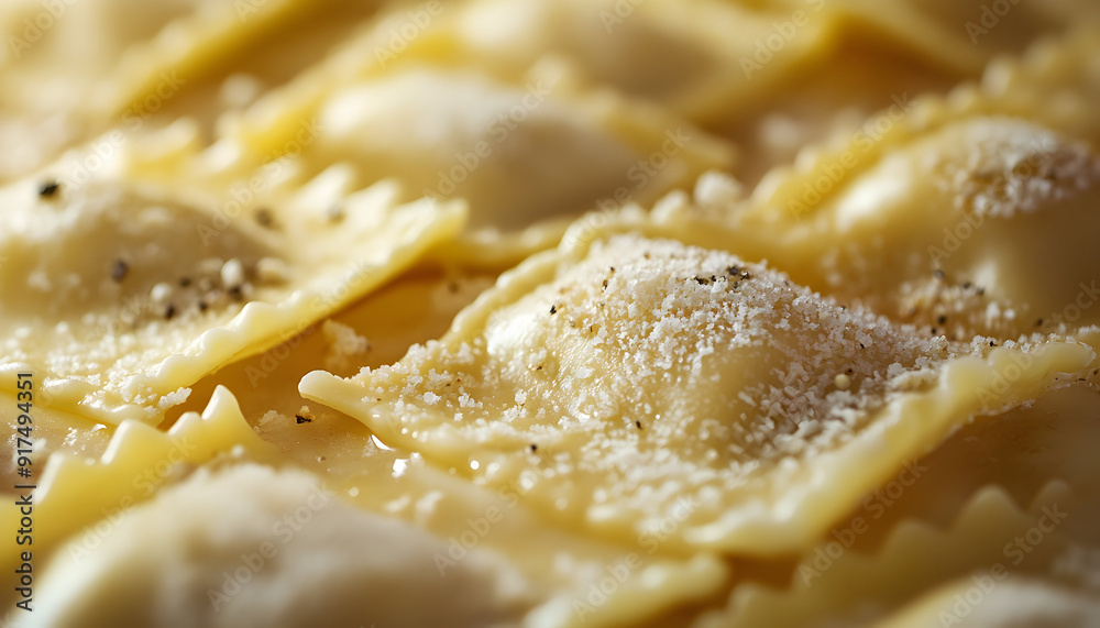Close-up illustration of ravioli, highlighting the texture and detail of the dish Close-up illustration of ravioli, highlighting the texture and detail of the dish