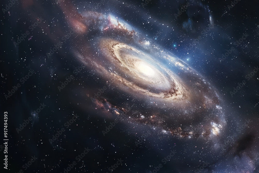 Majestic spiral galaxy in the deep cosmos, surrounded by stars and glowing gas. Majestic spiral galaxy in the deep cosmos, surrounded by stars and glowing gas.