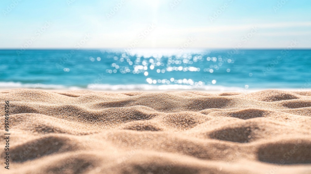 A beach with a clear blue ocean and a bright sun A beach with a clear blue ocean and a bright sun