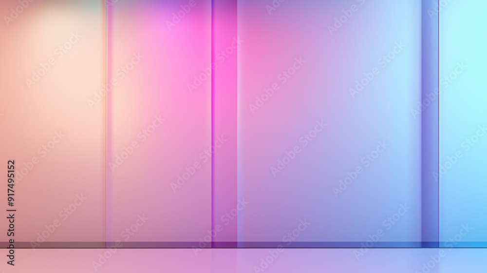 Blank background spotlights wall and floor, falling light, mixed colors, lantern reflection beige brown green pink purple dynamic energy. Product decoration, advertising presentation banners.