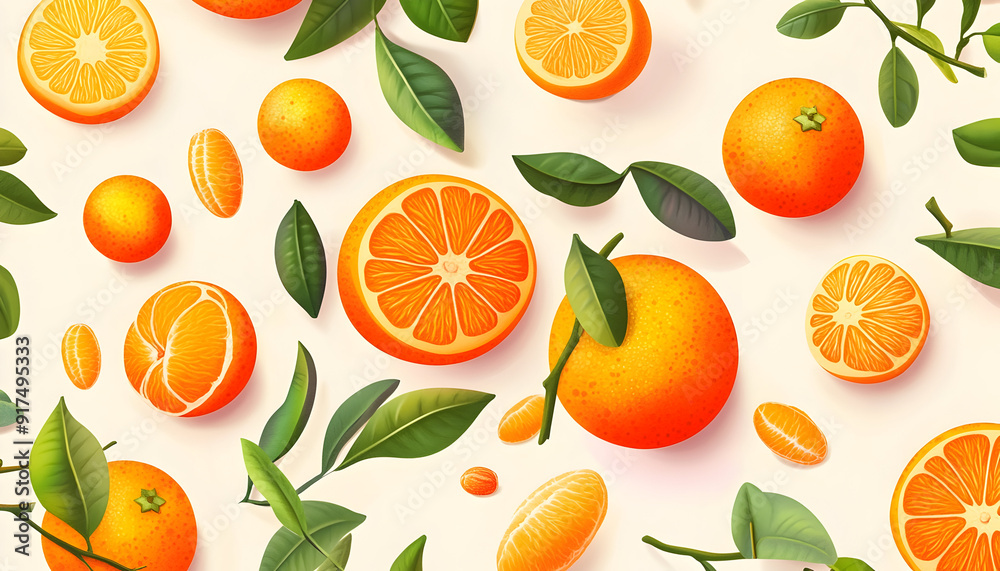 Fresh oranges and kumquats illustration Fresh oranges and kumquats illustration