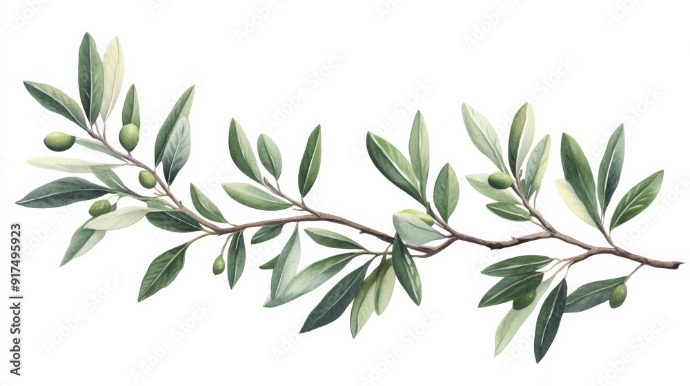 branch of a olive tree with leaves isolated on white or transparent , Generative AI branch of a olive tree with leaves isolated on white or transparent , Generative AI