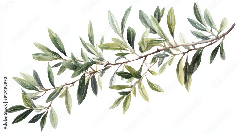 branch of a olive tree with leaves isolated on white or transparent , Generative AI branch of a olive tree with leaves isolated on white or transparent , Generative AI