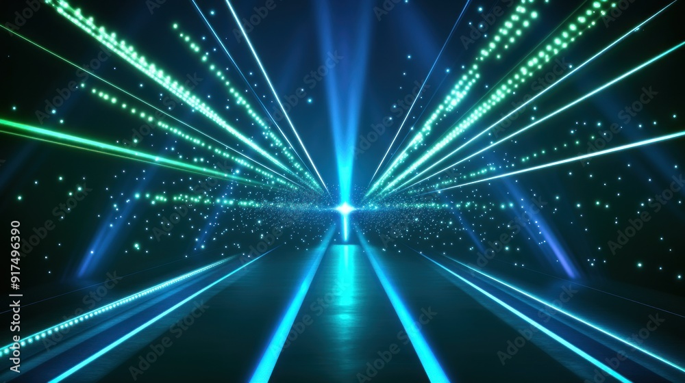 Naklejka premium A series of lights are shining on a blue background