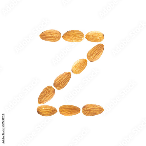 letter Z written by almonds